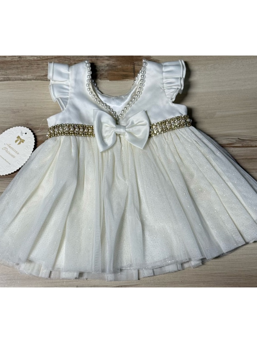 NWT Baby Girl American Princess Party Dress White & Gold 9M - Picture 8 of 11